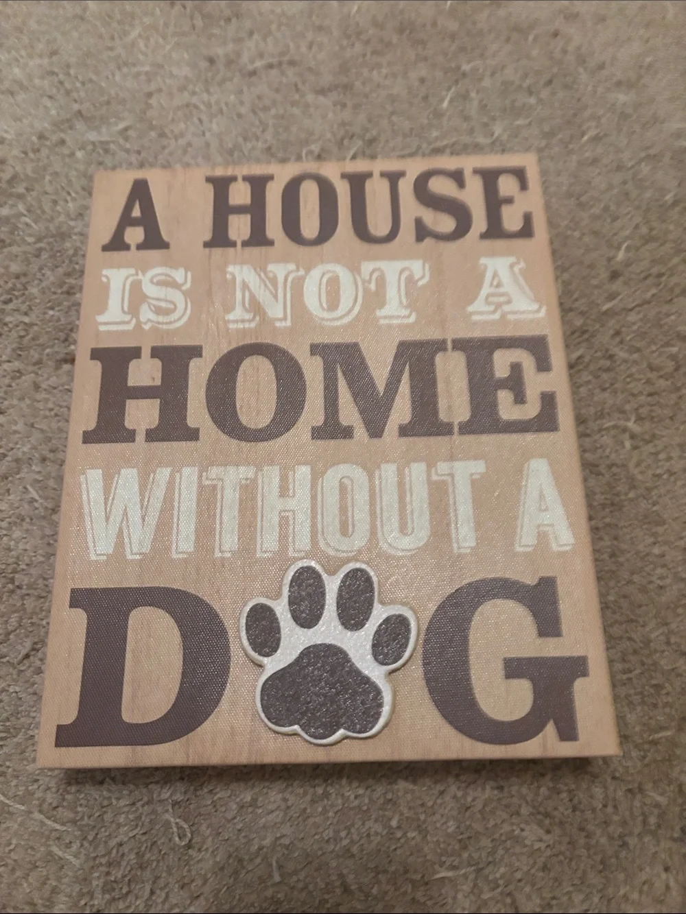 Dog Paw Wall Art Sign - Neutral Brown 
